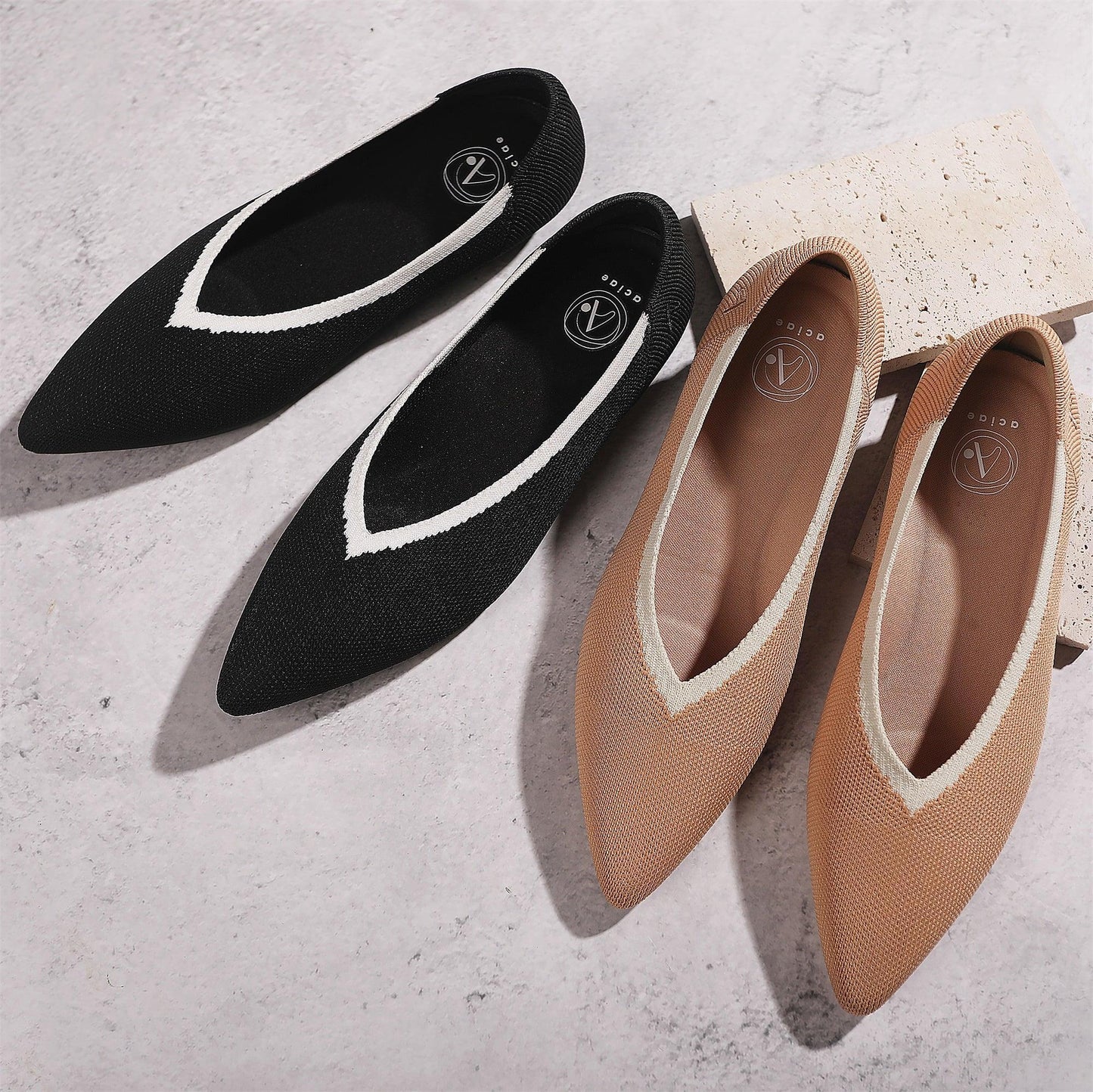 Charlotte Curved Pointed Toe Flats - aciae